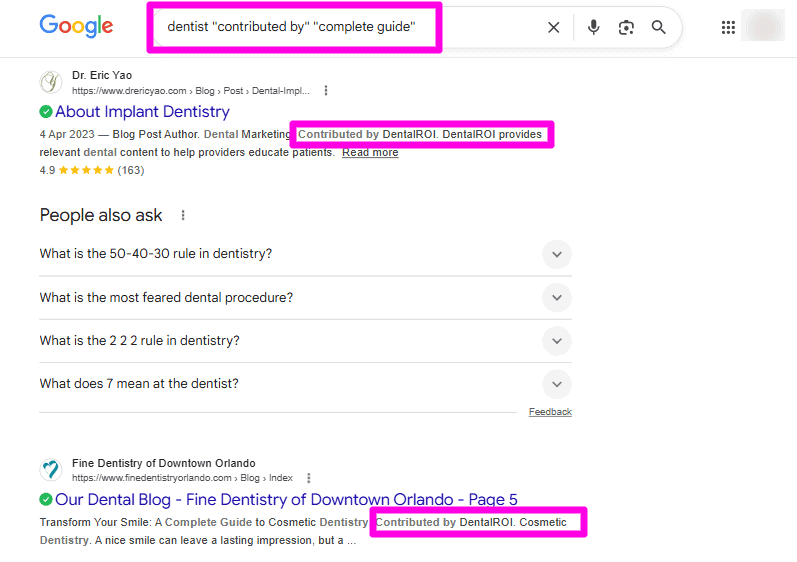 Google search results for niche guest post search operators showing editorial sites