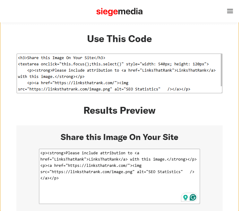 Generated code for infographic 